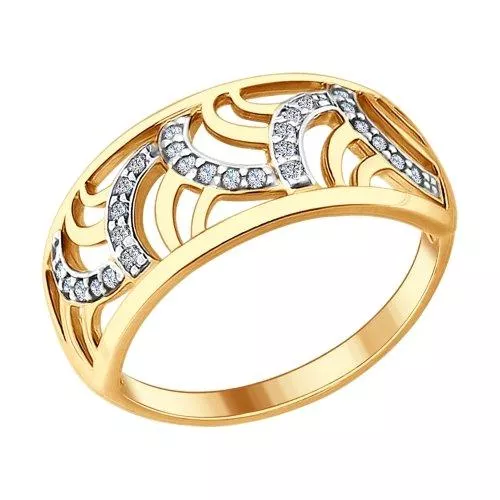 Кольцо из золочёного серебра с фианитами