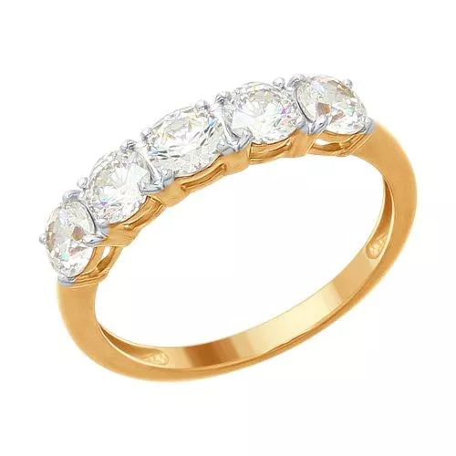 Кольцо из золочёного серебра со Swarovski Zirconia
