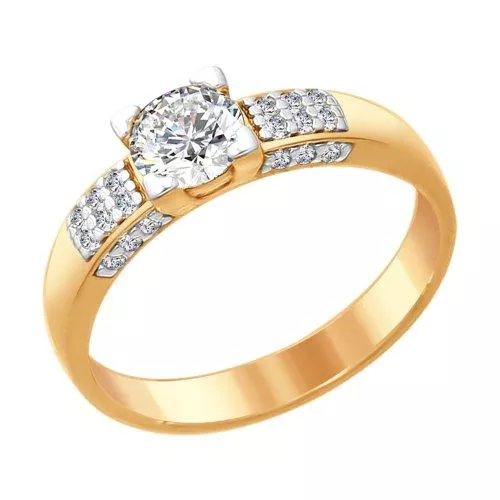 Кольцо из золочёного серебра со Swarovski Zirconia