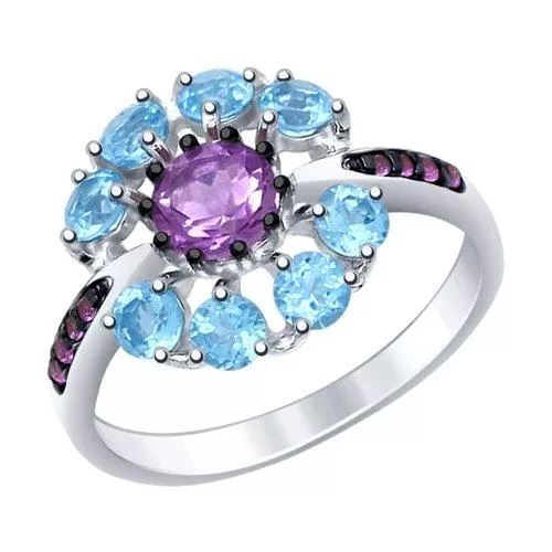 Кольцо из серебра с миксом камней