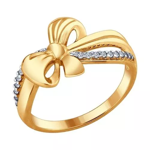 Кольцо из золочёного серебра с фианитами