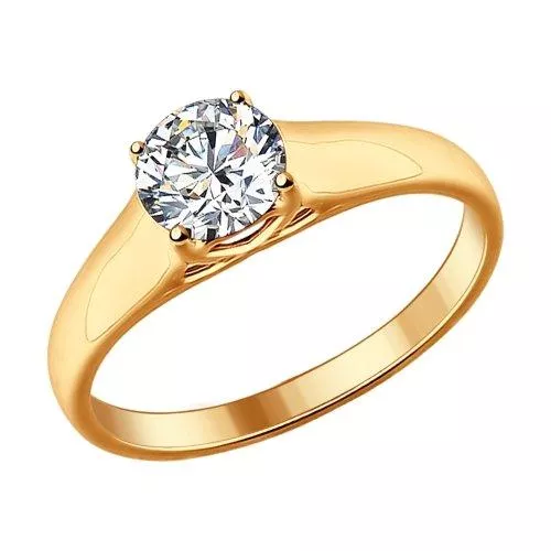 Кольцо из золочёного серебра с фианитом