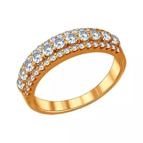 Кольцо из золочёного серебра с фианитами