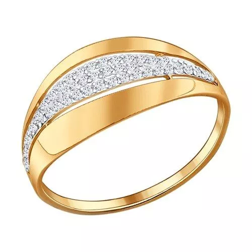 Кольцо из золочёного серебра с фианитами