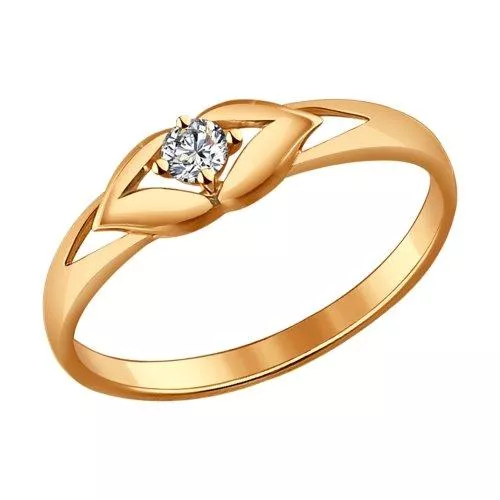 Кольцо из золочёного серебра с фианитом