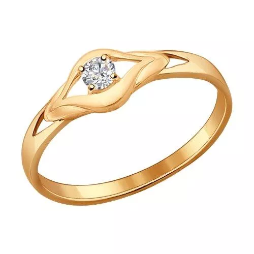 Кольцо из золочёного серебра с фианитом