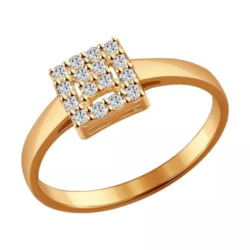 Кольцо из золочёного серебра с фианитами