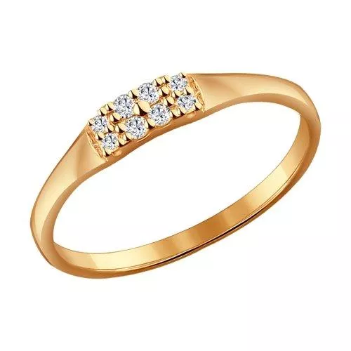 Кольцо из золочёного серебра с фианитами