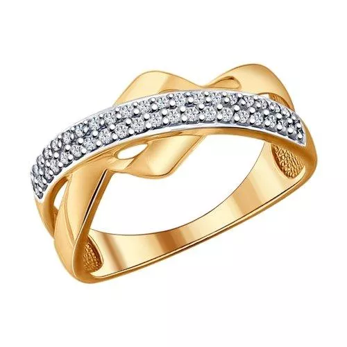 Кольцо из золочёного серебра с фианитами