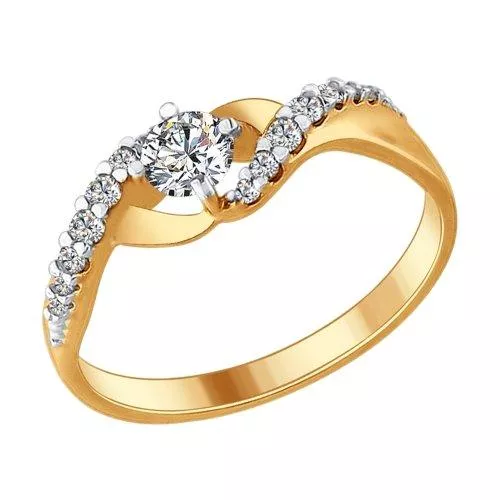 Кольцо из золочёного серебра с фианитами