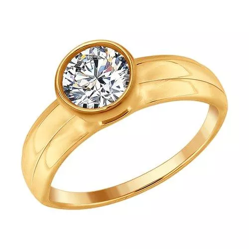 Кольцо из золочёного серебра с фианитом