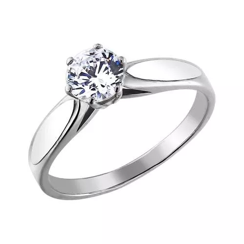 Помолвочное кольцо из родированного серебра