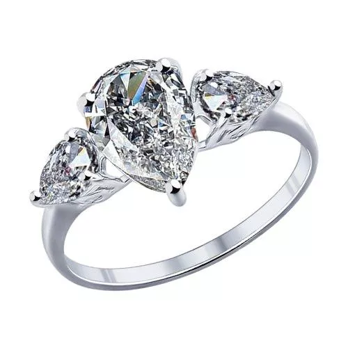 Кольцо из серебра с крупными фианитами