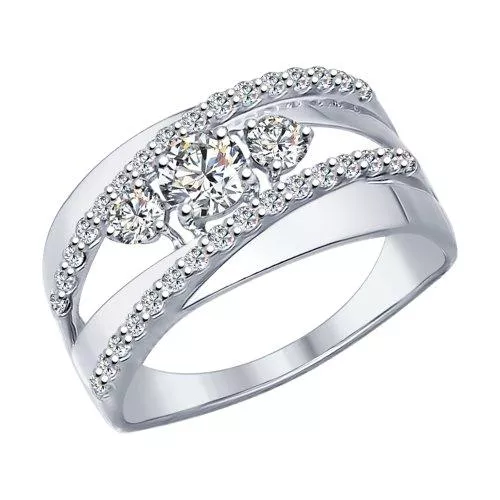 Кольцо из серебра с фианитами