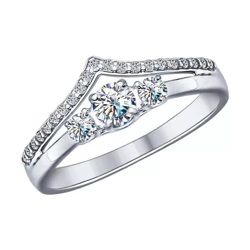 Кольцо из серебра с фианитами