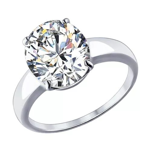 Помолвочное кольцо из серебра с фианитом