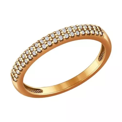 Кольцо из золочёного серебра с фианитами