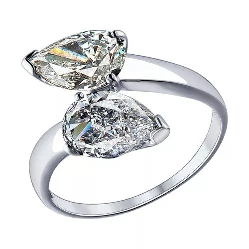 Кольцо из серебра с фианитами