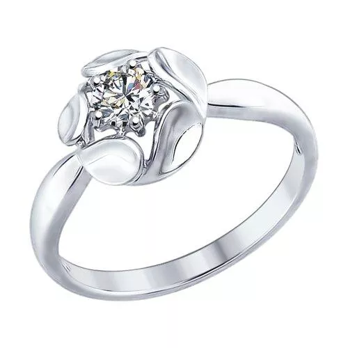 Кольцо из серебра с фианитом