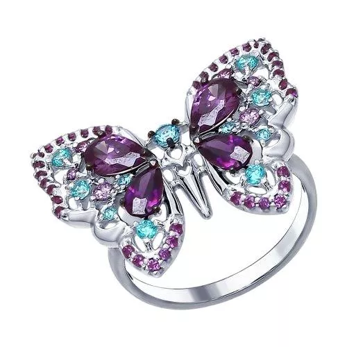 Кольцо «Бабочка» с фианитами