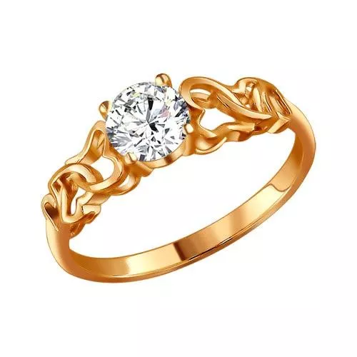 Кольцо из золочёного серебра с фианитом