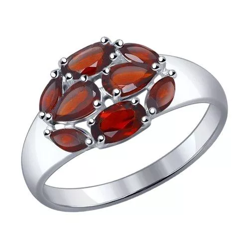 Кольцо из серебра с гранатами