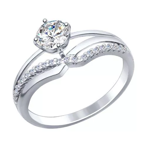 Кольцо из серебра с фианитами