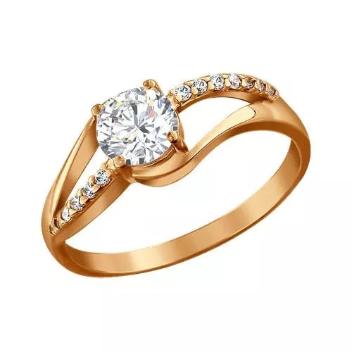 Кольцо из золочёного серебра с фианитами