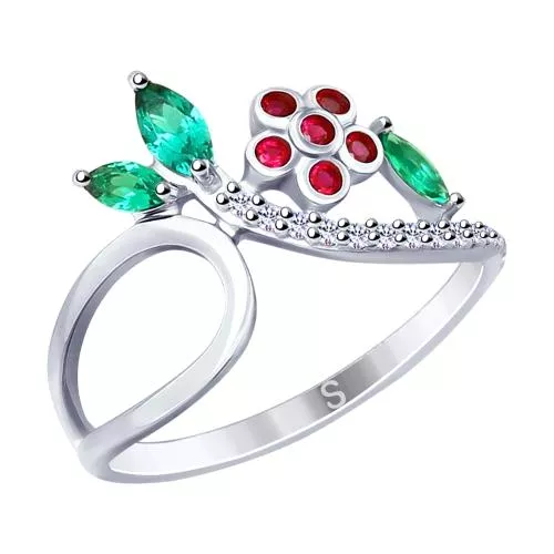 Кольцо из серебра с фианитами