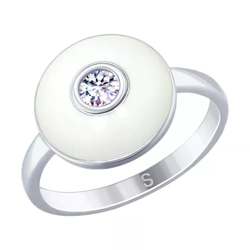 Кольцо из серебра с эмалью и фианитом