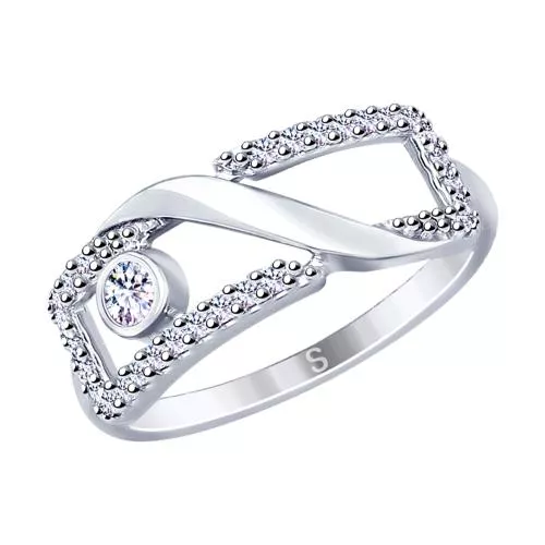 Кольцо из серебра с фианитами