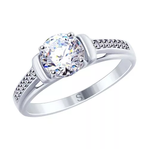 Кольцо из серебра с фианитами