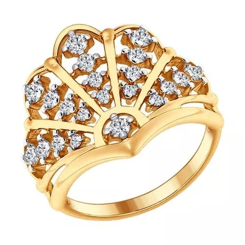 Кольцо из золочёного серебра с фианитами