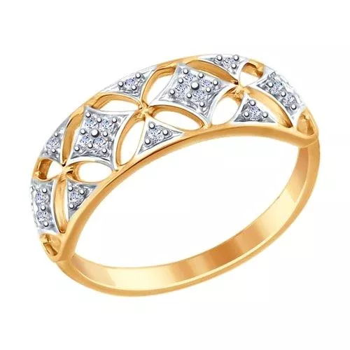 Кольцо из золочёного серебра с фианитами