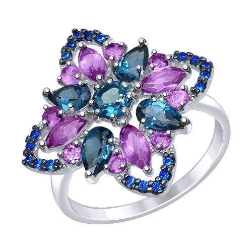 Кольцо из серебра с миксом камней