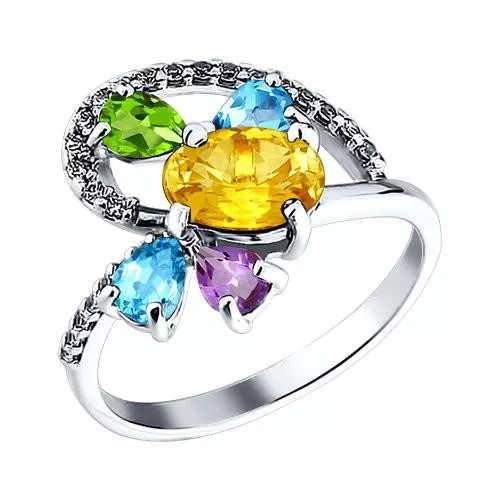 Кольцо с полудрагоценными вставками