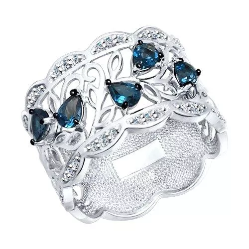 Кольцо из серебра с топазами и фианитами