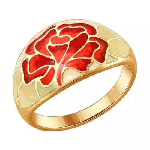 Кольцо из золочёного серебра с эмалью