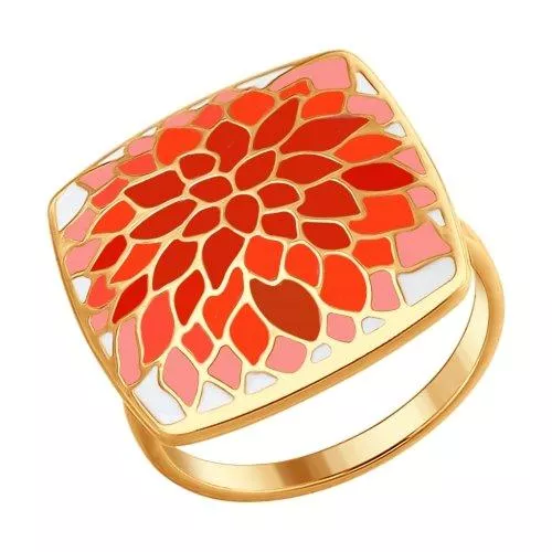 Кольцо из золочёного серебра с эмалью