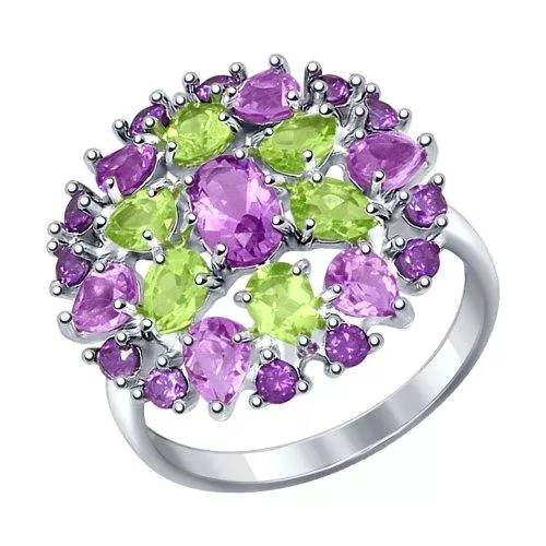 Кольцо из серебра с миксом камней