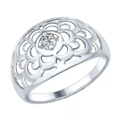 Кольцо из серебра с фианитом