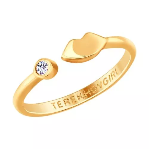 Кольцо из золочёного серебра с фианитом SOKOLOV x TerekhovGirl