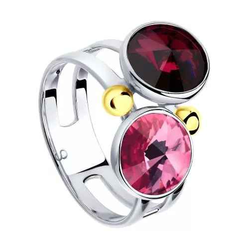 Кольцо из серебра с цветными кристаллами Swarovski