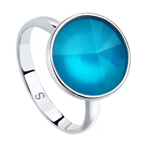 Кольцо из серебра с голубым кристаллом Swarovski