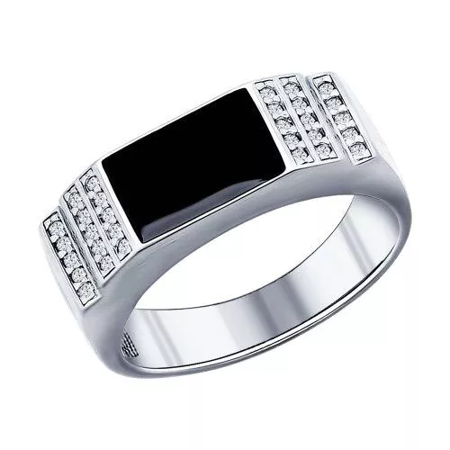 Серебряная печатка с эмалью