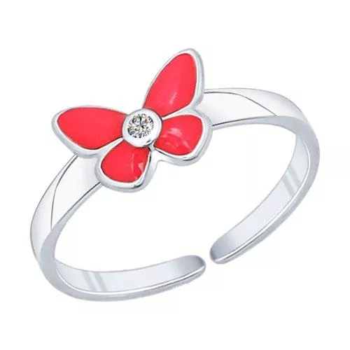 Кольцо из серебра с эмалью с фианитом