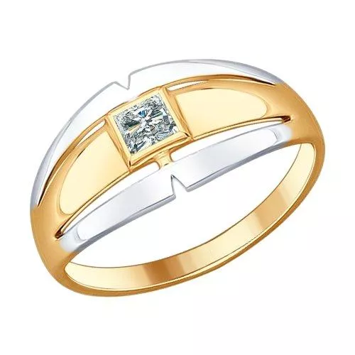 Кольцо из золочёного серебра с фианитом