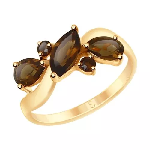 Кольцо из золочёного серебра с раухтопазами