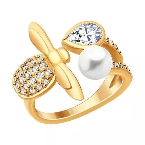 Кольцо из золочёного серебра «Пчёлка»