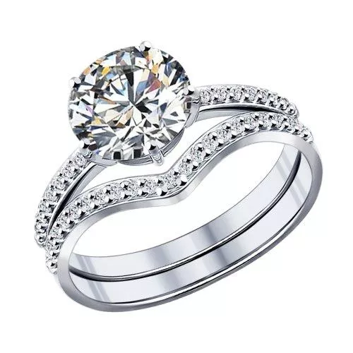 Кольцо наборное из серебра с фианитами